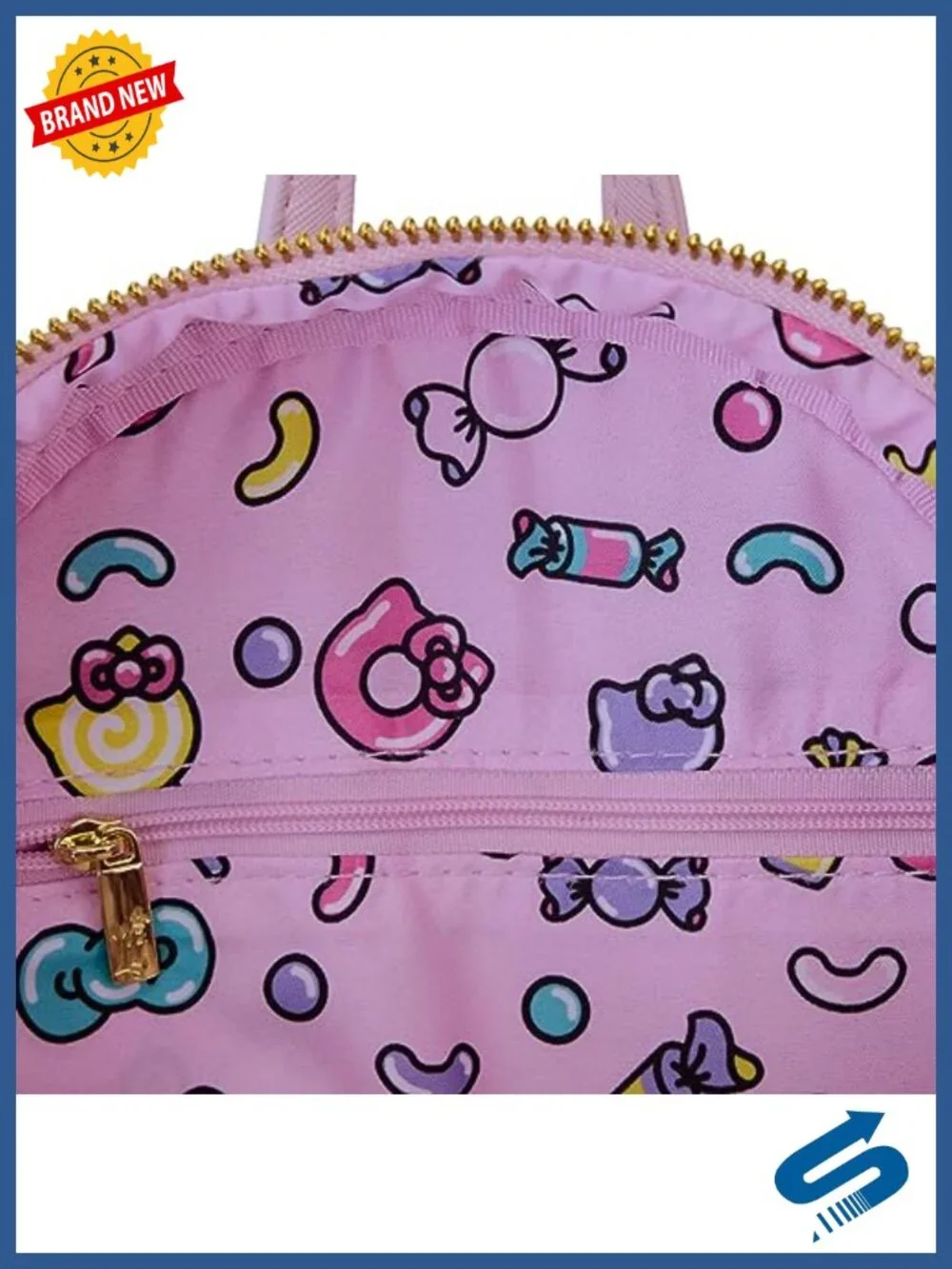Faux Leather Hello Kitty Sweets Print Double Strap Shoulder Bag